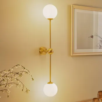 Lampička ALDEX Nástěnné světlo Alison, 2 žárovky, mosaz/bílá, 89 cm - Ø nástěnný držák 8 cm mosaz, bílá 2 x 40 W - Doprava zdarma