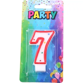 Dortová svíčka Wiky Párty svíčka číslo 7 červená