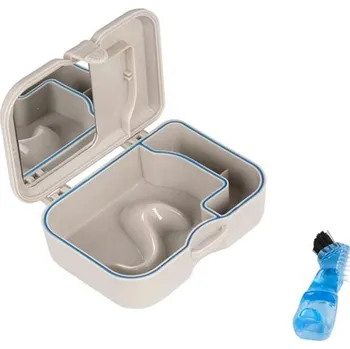 Péče o zubní náhradu Box na zubní náhrady se zrcátkem a kartáčkem