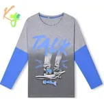 Chlapecké tričko dl.r. Kugo HC0722 šedé - modré rukávy