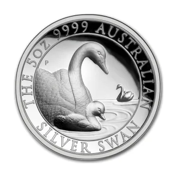 5 uncí stříbrná mince Austrálie Schwan 2019 - High Relief - leštěná deska