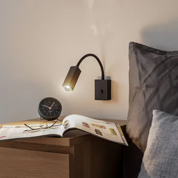 Lampička Argon Nástěnné světlo Raisio, flexibilní rameno, černé - Výsuv flexibilního ramene 25 cm; hlava svítidla – délka 9 cm, šířka 3 cm, výška 3 cm; nástěnný držák – výška 8 cm, hloubka 2 cm černý 1 x 6 W LED - Doprava zdarma