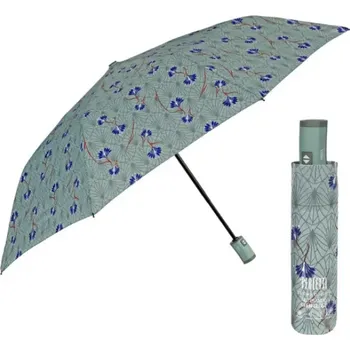 Deštník PERLETTI Technology, Dámský plnoautomatický deštník Fiori/zelená, 21776