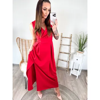 Dámské šaty Dámské dlouhé společenské šaty červené VELIKOST UNI