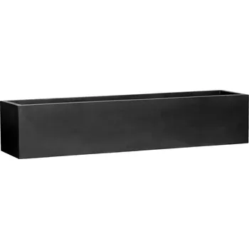 Květináč Pottery Pots Venkovní květináč obdélníkový Jumbo Jort S Extended, Black (barva černá), kolekce Natural, kompozit Fiberstone, d 200 cm x š 45 cm x v 40 cm, objem cca 360 l