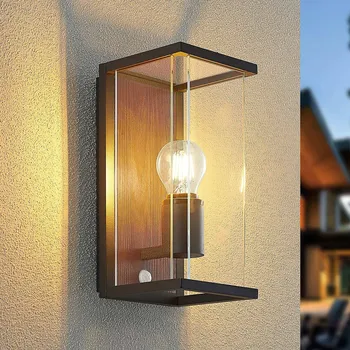 Lampička Lucande Elwin nástěnné světlo, jeden zdroj, senzor grafitová, čirá, dřevo tmavé 1 x 15 W LED - Doprava zdarma