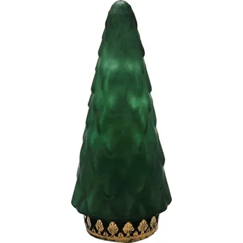 Vánoční stromek Zelený skleněný dekorační svítící stromek LED Tree - Ø 11*24 cm