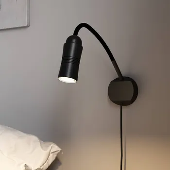Lampička Top Light Neo! Flex Hotel II LED nástěnné světlo, černá - nástěnný držák - vyložení 3,7, výška 11,4 cm; délka kabelu 250 cm; délka flex hadice 30 cm; osvětlovací hlava - Ø 6,5 cm, délka 19 cm matná černá 1 x 14 W LED - Doprava zdarma