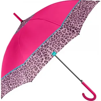 Deštník PERLETTI Time, Dámský holový deštník Bordo Leopardo / cyklamenový, 26255