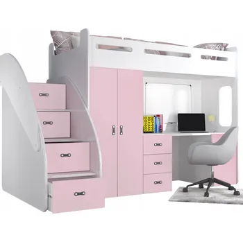 Dětská postel Patrová postel Eurotel Zuzia Plus 130 x 259 cm bílá