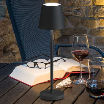 Venkovní osvětlení LCD Stolní lampa LED 5099, dobíjecí baterie IP54 stmívatelná grafitová - základna - Ø 10 cm, výška 1,5 cm; nabíjecí stanice - Ø 12 cm, výška 2,7 cm; délka kabelu nabíjecí stanice 90 cm; délka USB kabelu 100 cm 1 x 3 W LED - Doprava zdarma