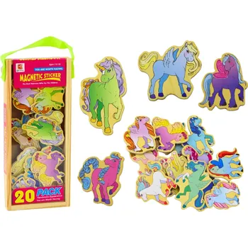 Dřevěná hračka Barevné dřevěné magnety jednorožci