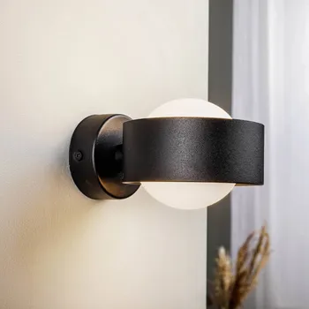 Lampička Argon Nástěnné světlo Mado z oceli, černé, jednožárové - Nástěnný držák – Ø 8 cm, výška 3 cm černý 1 x 6 W LED - Doprava zdarma