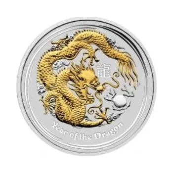 1 unce stříbrná mince Austrálie Lunar II drak 2012 teilvergoldet inkl. Zertifikat