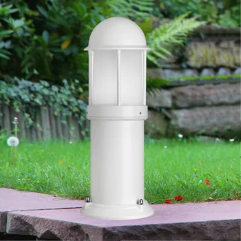 Lampička LCD Soklové světlo Marco z hliníku, bílá - průměr osvětlovací hlavy 13 cm opál 1 x 100 W - Doprava zdarma