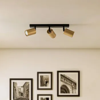Lampička SIGMA Stropní bodové světlo Zoom, 3 žárovky, černé/zlaté - Stínidlo na lampu – Ø 6 cm; baldachýn – šířka 5 cm, výška 2,5 cm černá, zlatá - Doprava zdarma