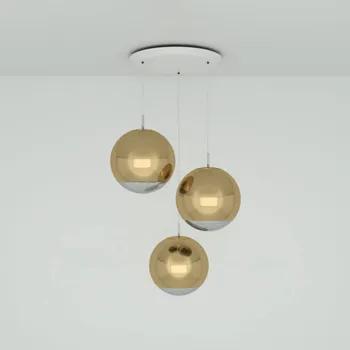 Tom Dixon Mirror Ball 40 cm Round 3 zdroje zlatá - Ø baldachýn 58 cm zlatá, transparentní 3 x 6 W LED - Doprava zdarma