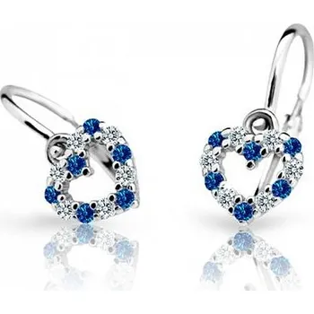 Náušnice Cutie Kids Jewellery c2157-10-60-x-2 Dětské náušnice z bílého zlata na brizuru Cutie srdíčka C2157 Dark Blue – zlatý šperk ryzosti 585/1000 v Dárkovém balení s Certifikátem GBEWT-00082