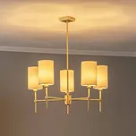 Argon Lustr Azzi textilní stínidlo pětilampový bílý - Stínidlo na lampu - Ø 12,5 cm, výška 6 cm; baldachýn - délka 10 cm, šířka 10 cm, výška 2,5 cm mosaz, bílá 5 x 7 W LED - Doprava zdarma