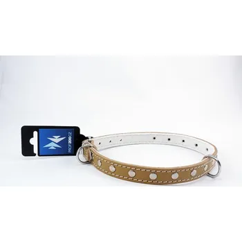 Obojek pro psa PROFIZOO Obojek STELLA, podšitý filcem, zdobený nýty (18mm x 50cm) přírodní