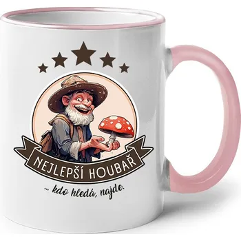 Keramický hrnek Nejlepší houbař, kdo hledá najde, Barva Růžová, Velikost 330 ml, Canvas Keramický hrnek s barevným uchem Bezvatriko.cz 2681