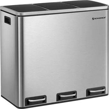 Odpadkový koš SongmicsHome Koš na separování odpadu SORT 54l (3x18 l), stříbrná