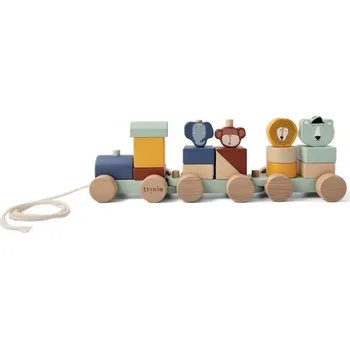 Vláček a vláčkodráha TRIXIE Dřevěný zvířecí vláček