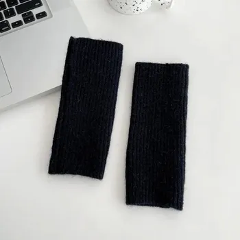 Rukavice Dámské teplé pletené rukavice bez prstů | zimní bezprstové rukavice - Černá