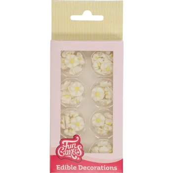 Jedlá dekorace na dort Cukrové menší bílé květy 56ks F50610