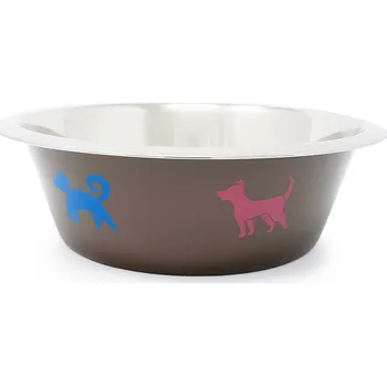 Miska pro psa PROFIZOO Miska nerezová Standard 700 ml Hnědá s potiskem