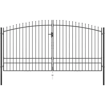 vidaXL Marketos Dvoukřídlá plotová brána s hroty 400 x 248 cm