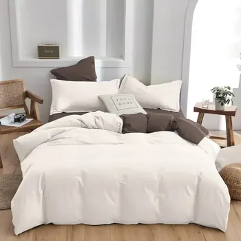 Povlečení ! TOTÁLNÍ VÝPRODEJ ! LUXUSNÍ BAVLNĚNÉ OBOUSTRANNÉ POVLEČENÍ DUO BÍLO - HNĚDÉ 70x90/140x200cm + PROSTĚRADLO ZDARMA !
