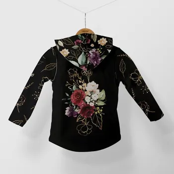 Panel se střihem na softshell bundu zlaté květiny černé 122