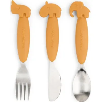 Příbor DONE BY DEER Easy-grip příborový set Deer freinds hořčicová