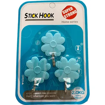 Samolepící háčky ve tvaru květiny - modrá (3ks)