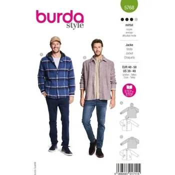 Volný čas Střih Burda 5768 na pánský kabátek a košili -