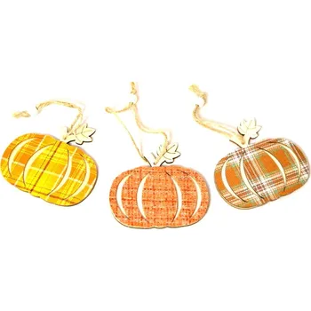 Party dekorace Dýně dřevěná závěs 9 cm - mix - 1ks