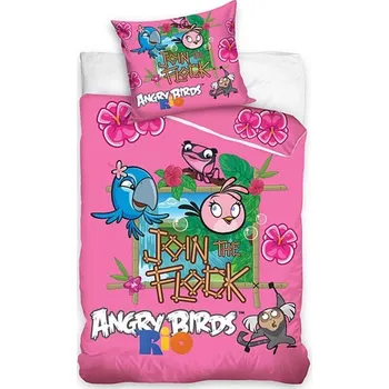 Povlečení Povlečení Angry Birds Rio růžová 140x200/70x80 cm
