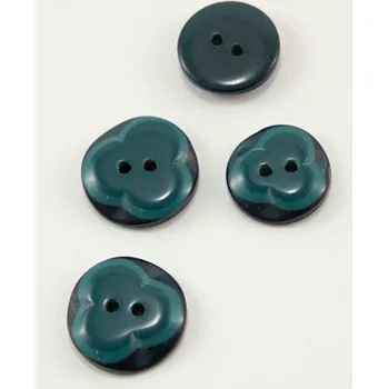 Knoflík Dírkový knoflík - tmavě zelený trojlístek - průměr 1,7 cm