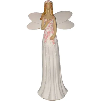 Vánoční dekorace Socha anděla - růžové detaily (17cm)