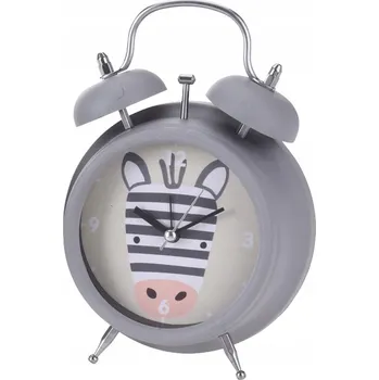 Hodiny Budík pro děti šedý Zebra Stolní hodiny