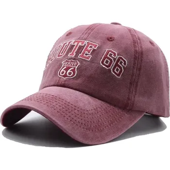 Kšiltovka Stylová módní kšiltovka s výšivkou Route 66 | trendy čepice s kšiltem - Víno