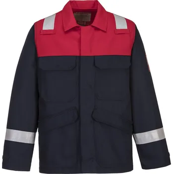 PORTWEST BIZFLAME PLUS FR55 / Nehořlavá reflexní bunda, antistatická - námořní modrá/červená L
