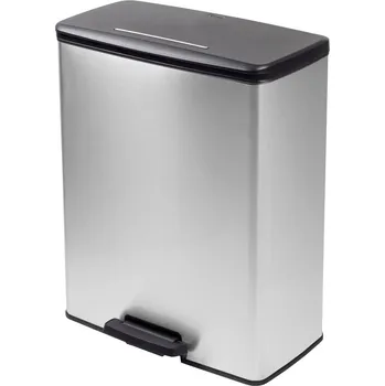 Odpadkový koš Curver Deco bin slim 254610 odpadkový koš, 65 l, (š x v x h) 480 x 615 x 280 mm, stříbrná, černá, 1 ks