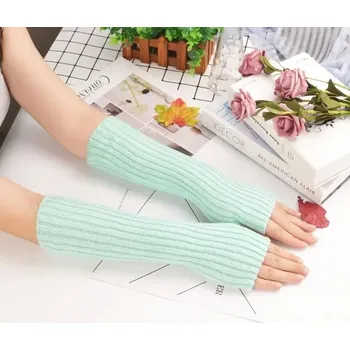 Rukavice Dámské zimní bezprsté pletené rukavice | teplé rukavice bez prstů - Zelená