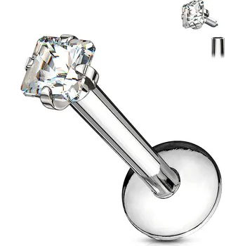 Piercing Šperky4U Labreta - čtvercový kamínek - LB01123C-1208