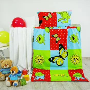 Povlečení dětské bavlněné zvířátka modré EMI: Polštář 90x70