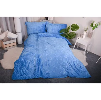 Povlečení Francouzské povlečení mikroplyš LEAF IN BLUE 200x220 cm / 70x90 cm