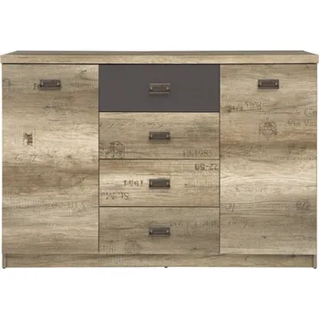 Komoda BRW Malcolm komoda KOM2D4S Dub canyon monument/Šedý wolfram