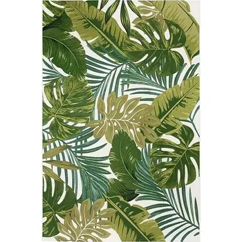 Koberec Venkovní kusový koberec Kubana, 170 × 123 cm, zelené listy, polypropylen, polyester 705486